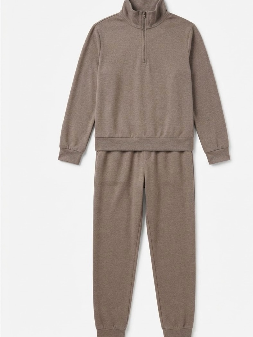 90 Degree By Reflex Kids Taupe Half-Zip Pajama Set